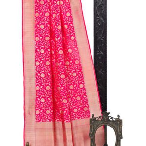 Pink Red Uppada Katan Silk Handloom Banarasi Saree