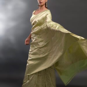 Pista Green Katan Silk Brocade Handloom Banarasi Saree