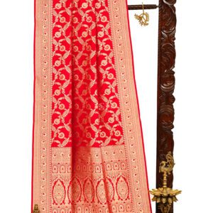 Red Meenakari Uppada Katan Silk Handloom Banarasi Saree