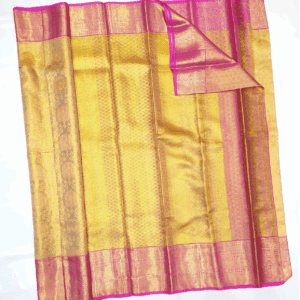Gold and pink Kanchi pattu saree