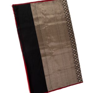 Black Brocade Banarasi with contrast blouse