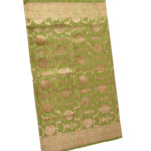 Deep Pure Light Green Silk Banarasi Katan Jaal Saree