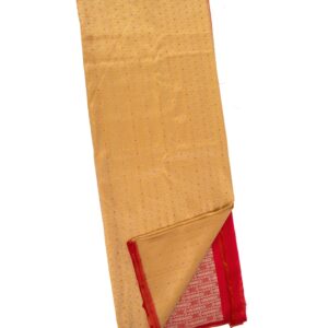 Mustard Yellow Brocade Banarasi with contrast blouse.