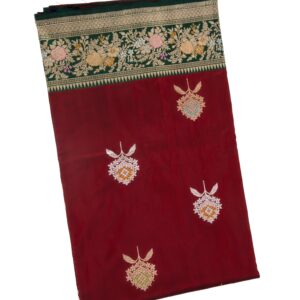 Rich Maroon Jaal Katan Silk Saree
